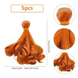 DICOSMETIC 5Pcs Doll Hair Wig 15cm Curly Short Dolls Hair High Temperature Fiber Dolls Hairs Weft Extensions Chocolate Faux Hairs Replacement for Doll Making Kits Arts Supplies