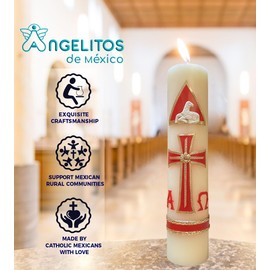 Angelitos de Mexico Jesus Christ Resurrection Candle Catholic Big Handmade Cirio Catolico Hecho a Mano 11 in (28cm) Cross Sheep