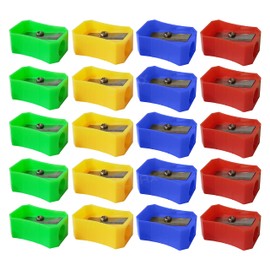 ZOFAX 555 Pencil Sharpeners, Pack of 20, Multi Colour Pack, Single Hole Sharpeners, Party Bag Fillers, School Home Office Use, iZOFAX Black Ball Pen