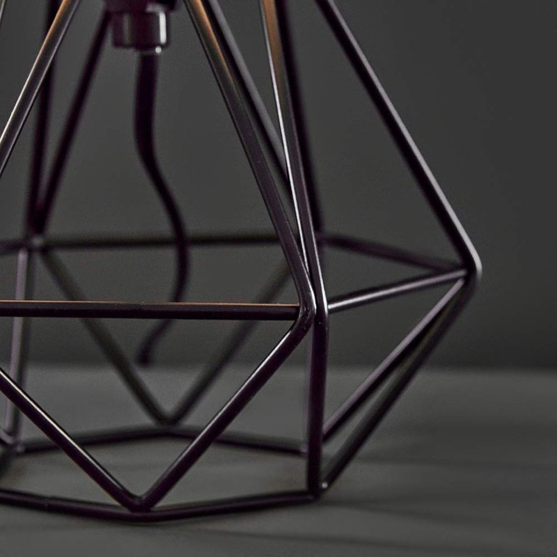 MiniSun Modern Small Satin Black Metal Basket Cage Table Lamp