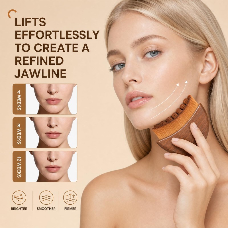 Wood Handle Lymphatic Contour Face Brush & Stainless Steel Gua