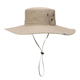 Bucket Hat Wide Brim UPF50+ Breathable Water Repellent with Adjustable Drawstring Sun Hat for Men Hiking Camping Beach Khaki