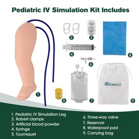 Ultrassist Pediatric IV Leg Kit, Pediatric IV and Phlebotomy Practice Kit for IV Training, Venipuncture Skills, Injection Practice, Clinical Nursing Training