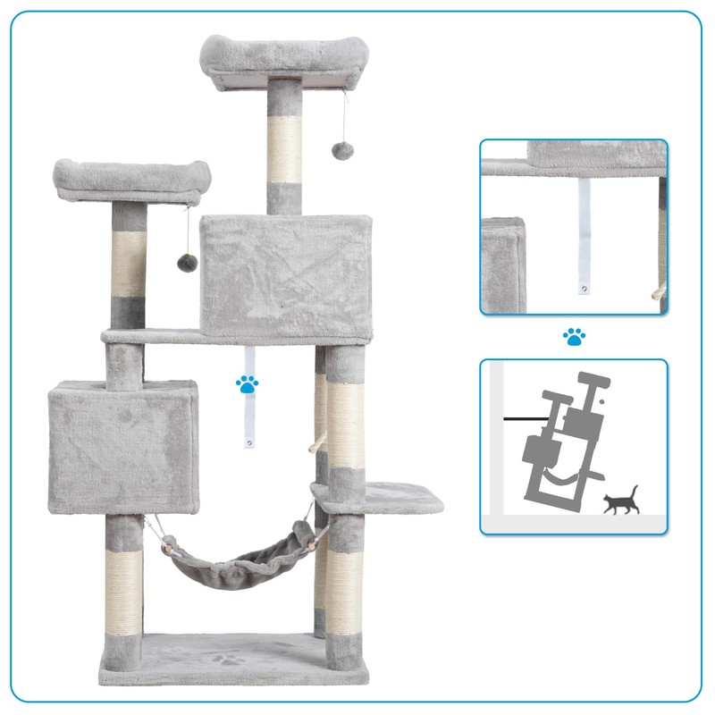 Hey-brother Large Multi-Level Cat Tree Condo Furniture with Sisal-Covered Scratching