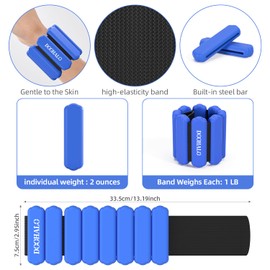 DOOHALO Ankle Weights for Women Arm Wrist Weights for Pilates Adjustable Weighted Wristbands for Leg Walking, Yoga, Aerobics 2 Pieces in Set total 2lb