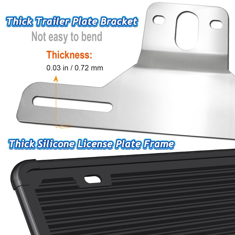 Trailer License Plate Bracket Holder with Silicone Car Tag Frame