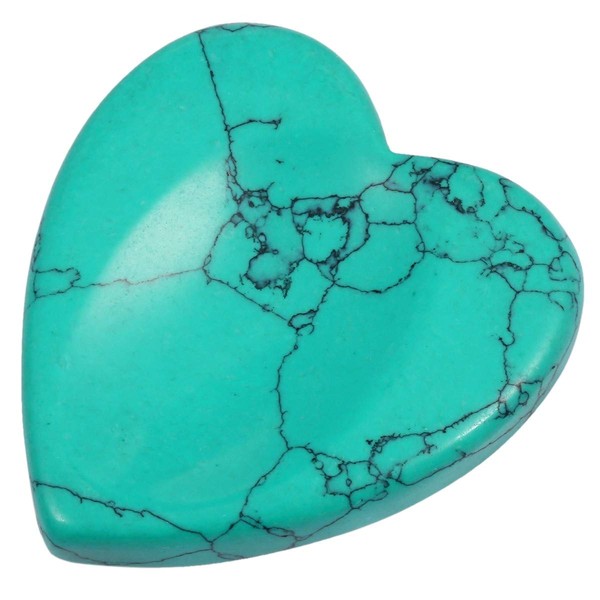 mookaitedecor Green Turquoise Howlite Thumb Stone Crystal Gemstone Massage Stone with Hollow Worry Stone for Healing Reiki Size Approx. 47 x 44 x 7 mm (Pack of 2)