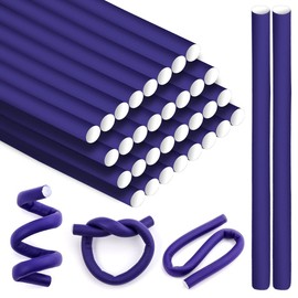 Pack of 30 Curls Without Heat Curlers, Flexible Hair Curler Twist Foam Hair Rollers, Purple Perm Hair Curls Curlers Overnight Hair Rollers for Women Girls Long Short Hair