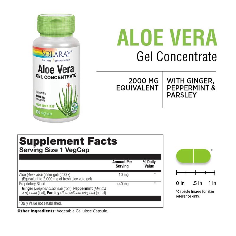 Aloe Vera Gel 2000mg Solaray 100 VCaps