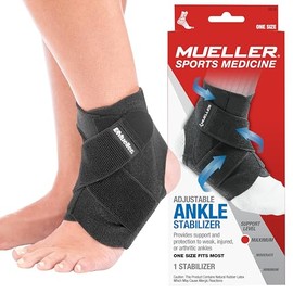 Mueller Estabilizador de tobillo ajustable, negro, talla única