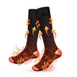 Hesiwondoo Heated Socks for Men & Women - Electric Thermal Winter Socks with Battery Pack - Warm Ski Socks for Cold Weather, Hiking, Outdoor Camping & Survival Gear-Dull Black