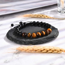 TEVOP 70th Birthday Gifts for Men, Tiger Eye Stone Bracelet 70th Birthday Gifts for Him Dad Grandad Brother Friend, Perfect 70 Birthday Gift Ideas