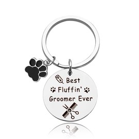Pet Dog Groomer Gifts for Women Men Dog Groomer Keychain Gifts for Dog Groomer Christmas Birthday Gifts for Cat Dog Lovers Dog Grooming Gifts for Dog Groomers Gifts Best Fluffin' Groomer Ever Keyring