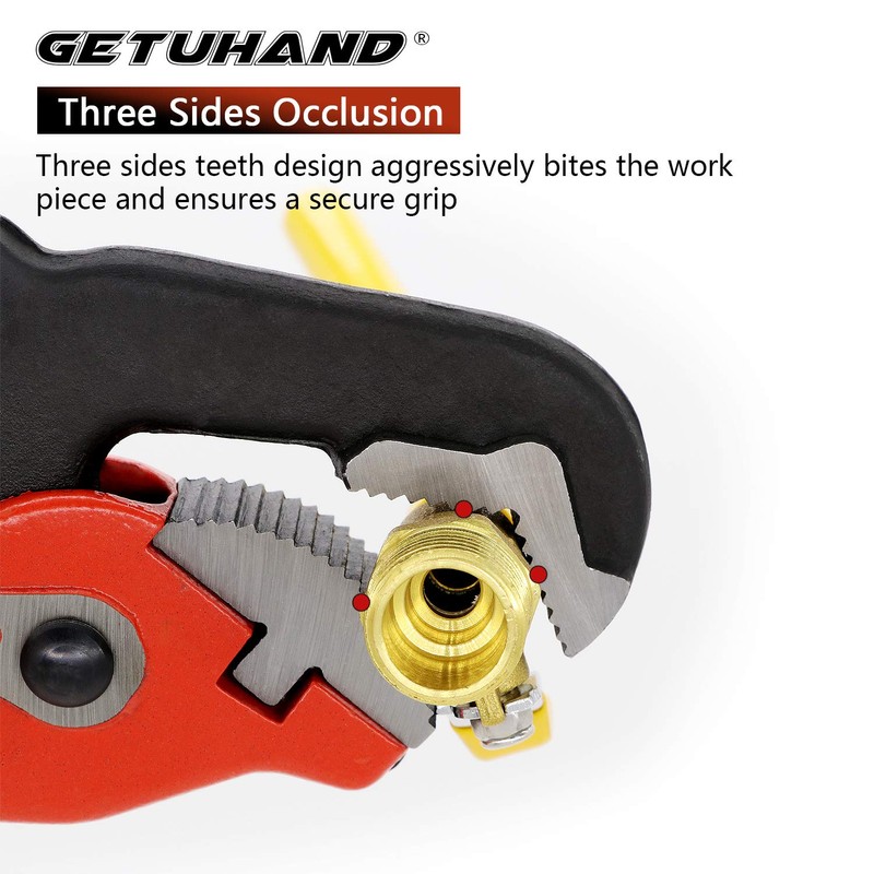 GETUHAND 10-Inch Self-Adjusting Rapid Grip Pipe Wrench, Ratchet Plumbing Wrench,
