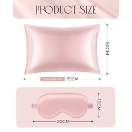 Miss Adola Mulberry 1Pack Silk Pillow Case for Hair and Skin 19 Momme Standard 75 x 50cm Silk Pillowcase with Eye Mask & Scrunchie Soft Silk Pillowcase Sleeping Gift for Women, Pk