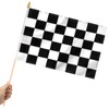 Ckexin 12 Pack Checkered Small Stick Flag 12x18 Inch Black
