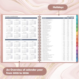 2025-2026 Appointment Book/Planner - Weekly Appointment Book 2025-2026, July 2025 - June 2026, 8.26"x 11.4", Daily/Hourly Planner with Tabs, 15 Minutes, Wirebound - Pink