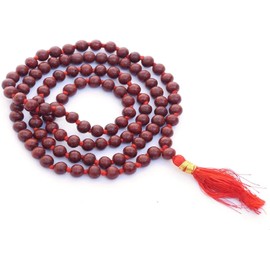 IS4A Natural red Wood Rosewood Prayer Beads Japa Mala 108+1 Hand Knotted Beads Meditation Rosary
