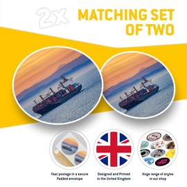 2 x 15cm Vinyl Stickers - Container Ship Cargo Shipping Boat Decals 16715