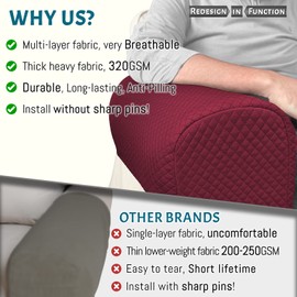 Roytub Stretch Couch Arm Covers - Breathable, Scratch-Resistant, Keeps Home Clean - Sofa & Chair Arm Covers (Large, Burgundy, 2PCS)