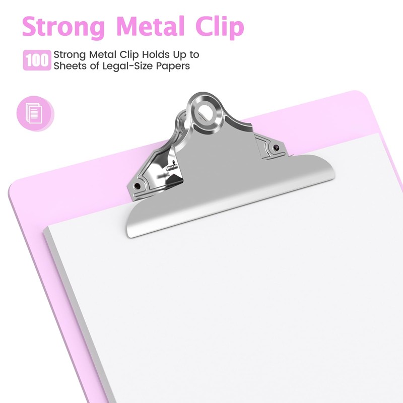 Macroclo Legal Size Clipboard, Pink Plastic 8.5 x 14 Clip