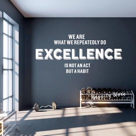 Motivational Wall Decal, Excellence Quote Wall Sticker, We are What We Repeatedly Do Excellence Stickers,Office Wall Decor,Large Size 70x31inch (White)