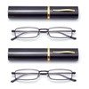 HIGHLIKE 2-Pack Slim Pocket Reading Glasses Men Women, Compact Readers