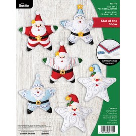 Bucilla, Star of The Show, Felt Applique 6 Piece Ornament Making Kit, Perfect for DIY Arts and Crafts, 89574E
