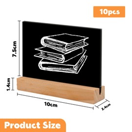 Vueinrg Pack of 10 Chalkboard Small 10 x 7.5 cm Price Tags Stand, Double-Sided Small Boards for Labelling Buffet Signs with Wooden Stands for Birthday Wedding Bar Cafe
