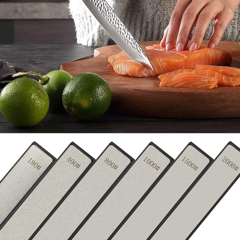 Jiozermi 6 Pcs Diamond Knife Sharpening Stones, Knife Sharpener Fixed-Angle