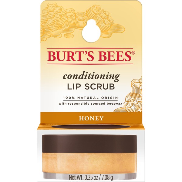 Burt's Bees Lip Care Easter Basket Stuffers, Moisturizingc & Conditioning Lip Scrub Spring Gift, for All Day Hydration, with Exfoliating Honey Crystals, All Natural, 0.25 Ounce