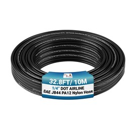 Utah Pneumatic | Dot Approved 1/4" Air Line Tubing | Nylon Pneumatic Air Hose For Truck, Trailer, And Suspension | max-pressure 435 Psi, 0.25" Od (32.8 Feet)