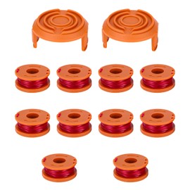10 Pieces Grass Trimmer Thread for All 20 V Worx Grass Trimmers and 2 Pieces Trimmer Spool Cap, Trimmer Spool Model WA0010, Grass Trimmer Spool for Grass Trimmers Compatible with WG163