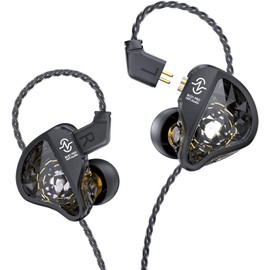 CCZ BC01 Pro in ear Monitor, Professional Stage Level IEM, HIFI Balanced Stereo iem Earphones, 1BA 1DD Hybrid Driver iems for Gaming, Singer, with Detachable 2pins Cable 3.5mm Plug (Black without mic)