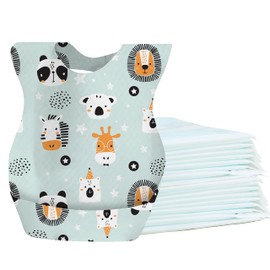 WYSLP Baby Disposable Feeding Bibs 25pcs -Self feeding Food Crumb Catcher, Leakproof Liner Large Travel Bib for Babies Toddlers 6-18 Months