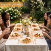 350PCS Orange Glitter Plastic Dinnerware Set for 50 Guests