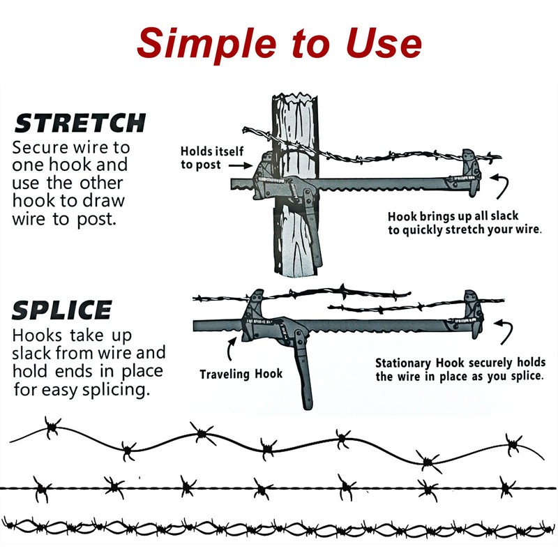 Heavy Duty Steel Wire Fence Stretcher Tool, All Purpose Wire