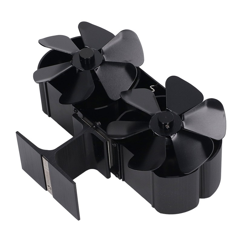 6 Blades Heat Powered Stove Fan Dual Head Fireplace Fan