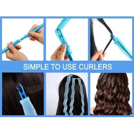40 rizadores de pelo mágicos, sin calor, ondulados y espirales, dos estilos (12 pulgadas) con 4 ganchos de peinado, rizadores de pelo, sin daños por calor, para la mayoría de peinados, pelo corto y medio