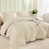 WONGS BEDDING Beige Textured Comforter Set King,3 Pieces Ruffle Farmhouse
