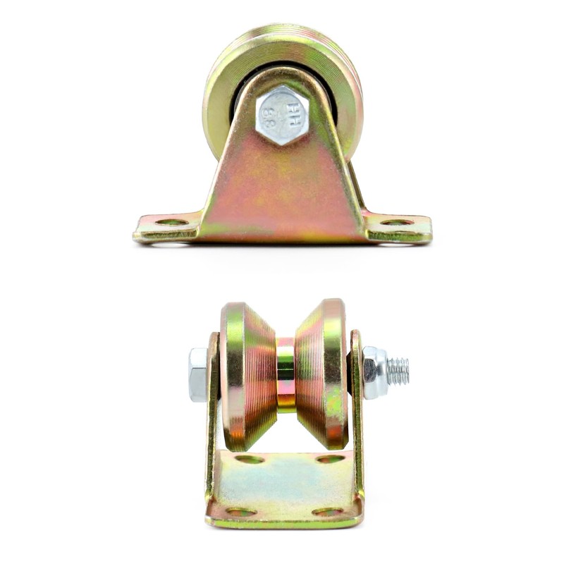 QWORK 1.2" Dia Steel Groove Rigid Caster Wheel, 4 Pack