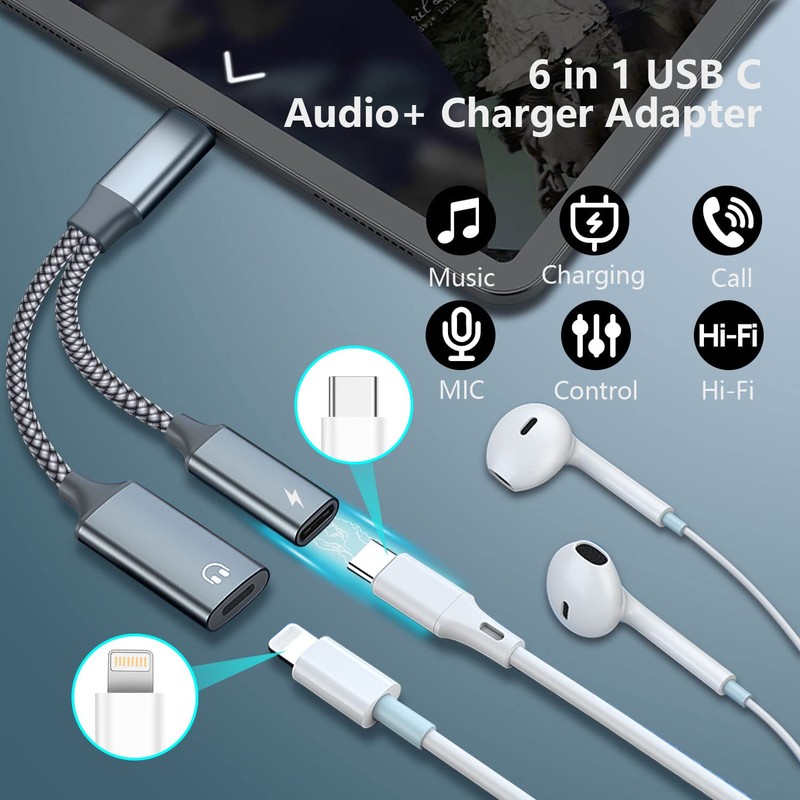 Azddur USB C to Lightning Audio Adapter, PD 60W Quick