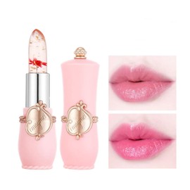 UKKQES Flower Jelly Lip Balm Set Temperature Color Changing Lipstick Long-Lasting Moisturising Cream Lips Makeup Set Lip Care Daily Use(Red Flower)