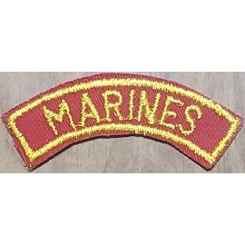 USMC MARINES Shoulder Arc Tab Rocker Cut COLOR PATCH Red & Yellow VTG NOS DRESS