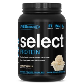 PEScience Select Protein Powder, Whey and Casein Blend, Clean Protein Powder for Women and Men, Low Calorie, Low Carb, Keto Friendly, Gluten Free - Gourmet Vanilla - 27 Servings