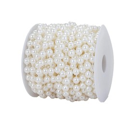 Guirnalda de abalorio de perlas de imitación de 8 mm, rollo de perlas para decorar centros de mesa florales para bodas, fiestas, árbol de Navidad (33 pies, marfil)