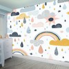 NIVFOEASC Peel and Stick Wallpaper Sky Seamless Clouds Drops Rainbow