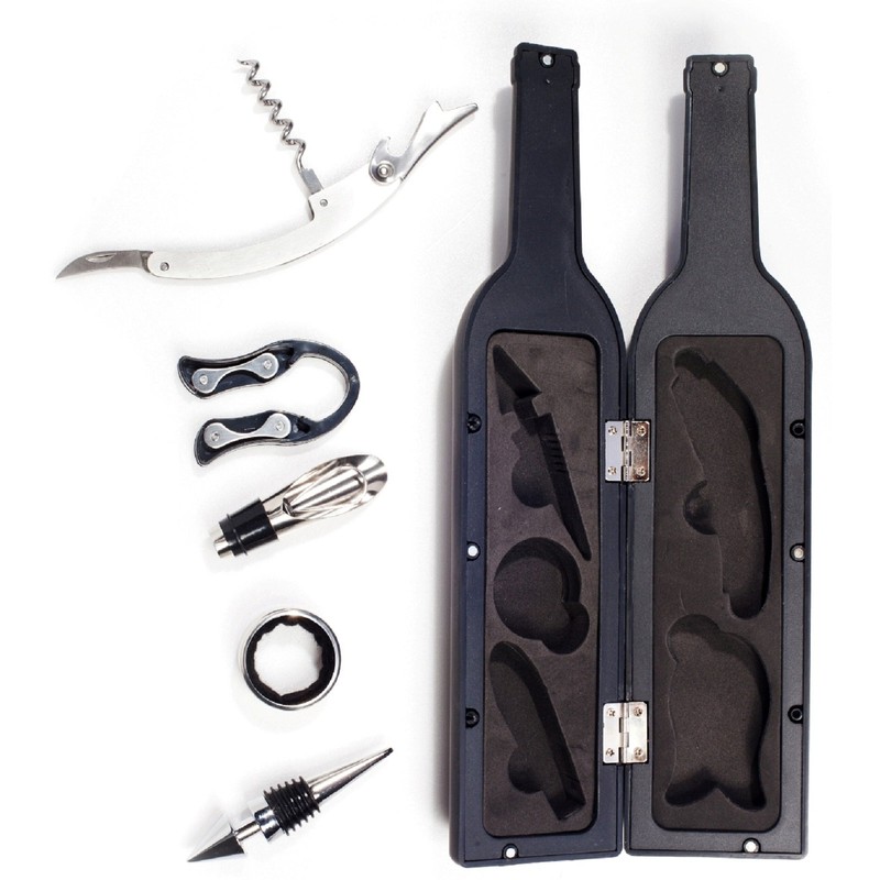 Ozeri 5-Piece Wine Bottle Corkscrew & Accessory Set, Black