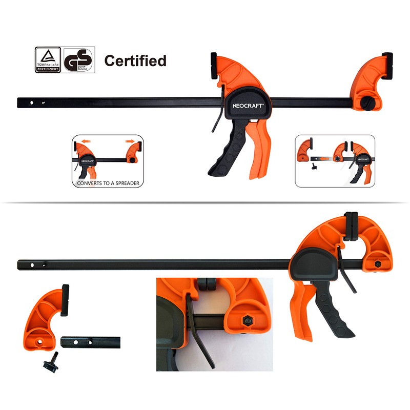 Quick Release Ratchet Bar Clamps for Woodworking (2 Pieces Set
