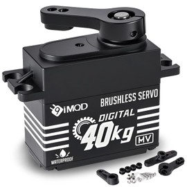40kg Brushless Servo Motor High Torque RC Steering servo Waterproof HV High Speed Full Metal Gear Digital servo arduino servos for Robotic DIY, 1/8 1/10 1/12 RC Crawler Car Truck with 25T Horn, 270°